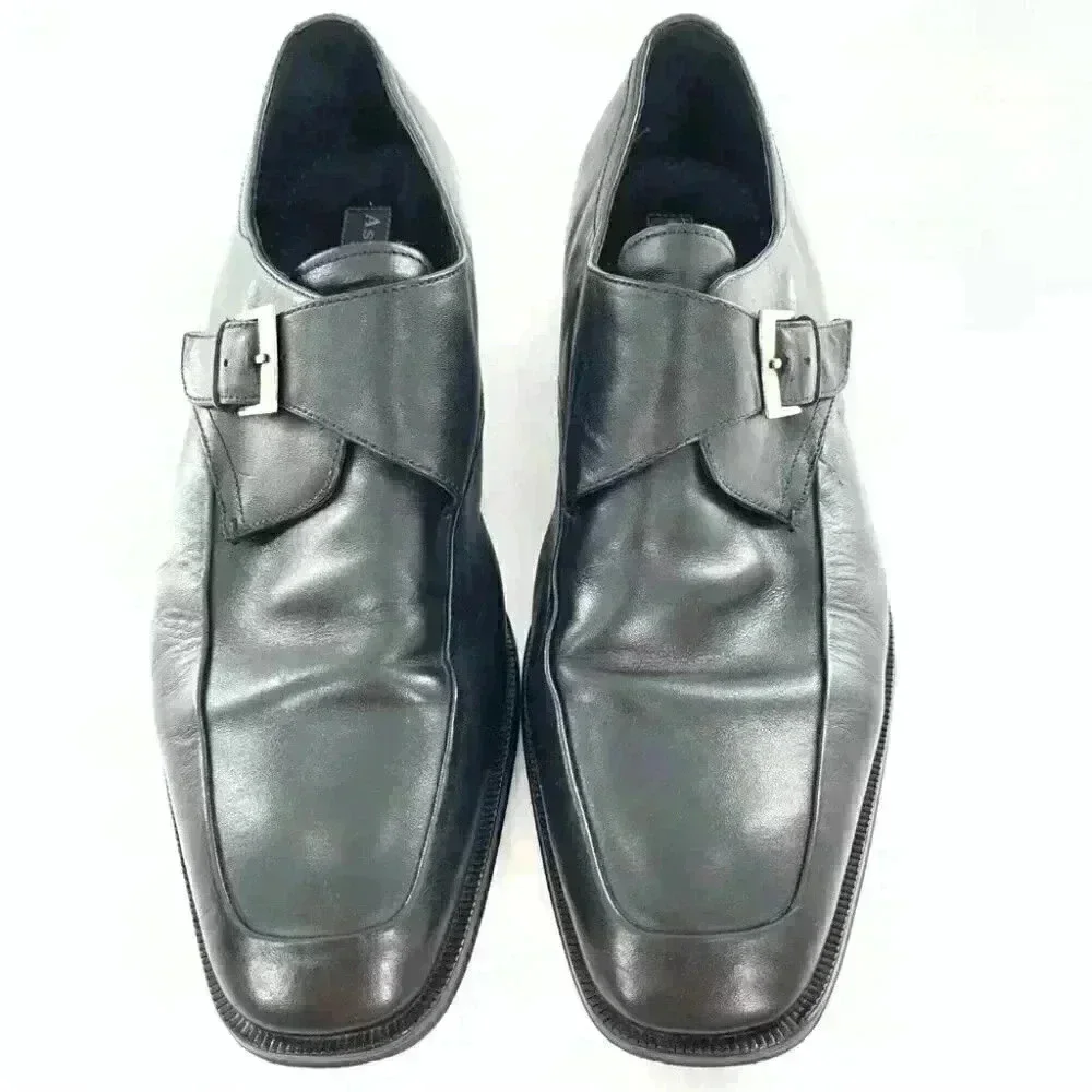 Ashton Gray mens dress shoes size 11 black leather monk strap
